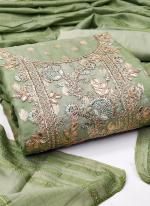 Chanderi Silk Green Festival Wear Embroidery Work Dress Material